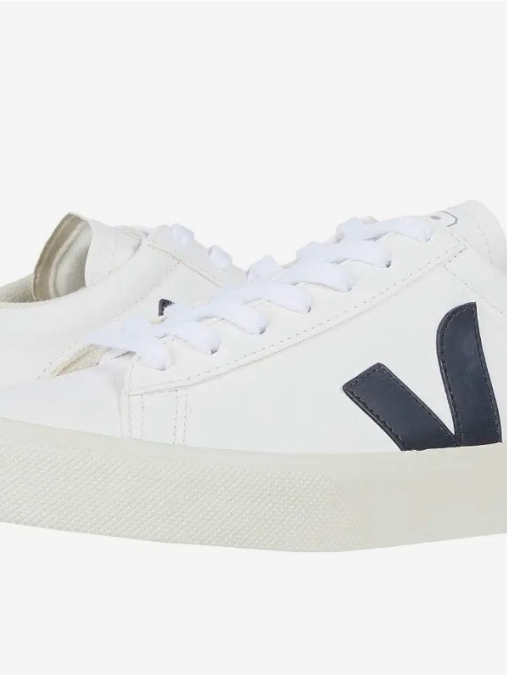 Veja Campo Low-Top Sneakers in White with Navy V women's sz 10 US